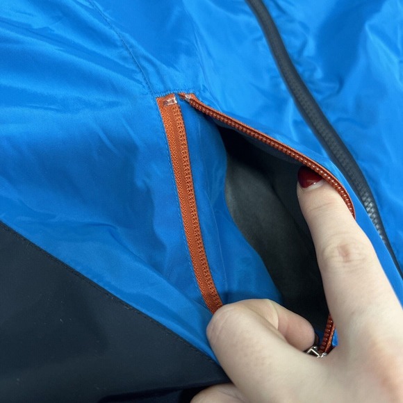 Lands End Medium Weight Hooded Boys Jacket Size M 10-12 Blue & Orange FS Charity - Picture 7 of 10